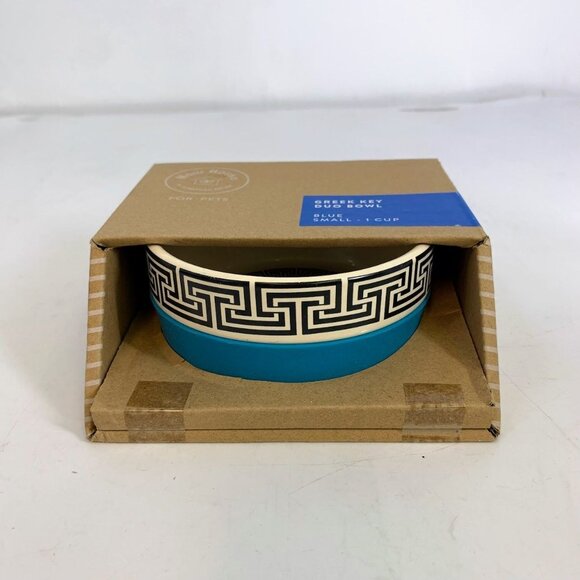 Now House for Pets by‎ Jonathan Adler Greek Key Small Duo Bowl - Picture 1 of 6